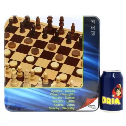 CAYRO Juegos De Mesa-Ajedrez y Damas en Caja de Metal