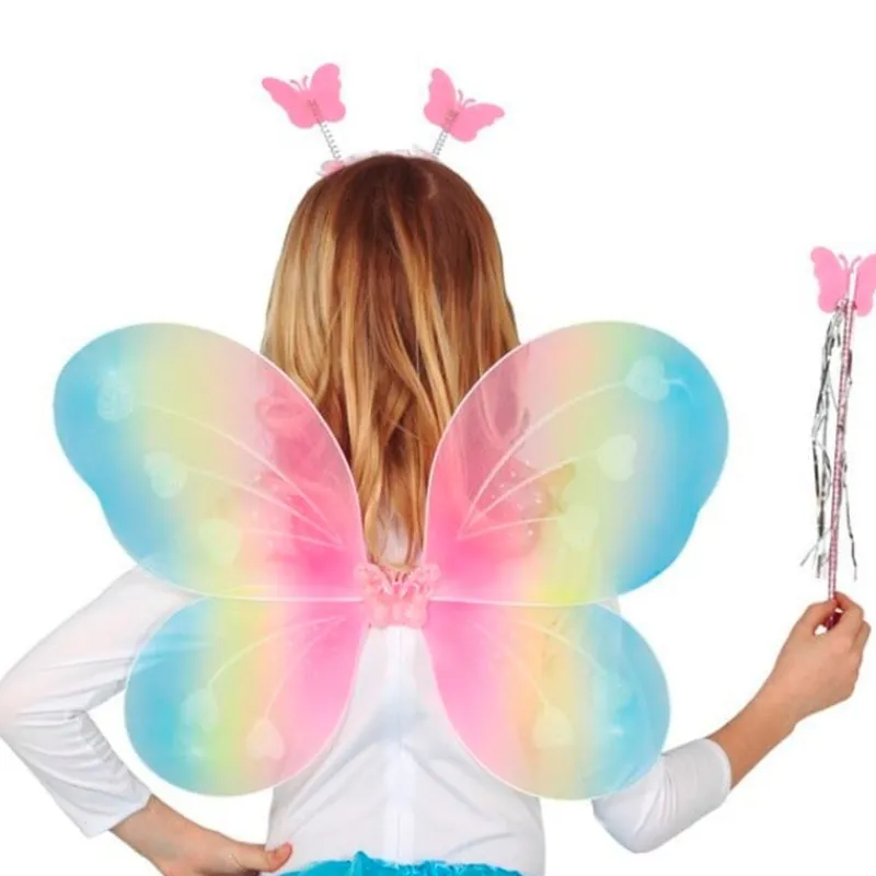 FIESTAS GUIRCA Disfraces Y Complementos|Disfraces Y Complementos-Alas Multicolor con Diadema y Varita
