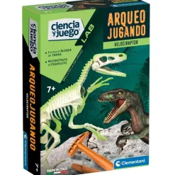 CLEMENTONI Juegos Y Juguetes Educativos-Arqueojugando Velociraptor Fluorescente