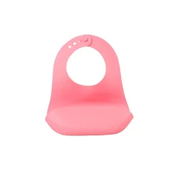KIOKIDS Baberos-Babero silicona enrollable rosa