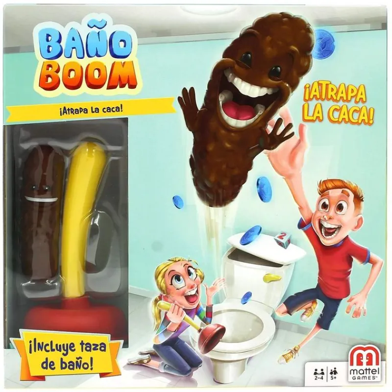 MATTEL Juegos De Mesa-Baño Boom, ¡Atrapa la Caca! -