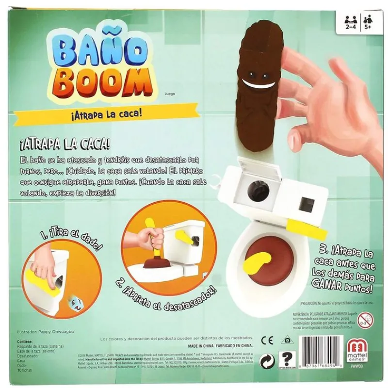 MATTEL Juegos De Mesa-Baño Boom, ¡Atrapa la Caca! -