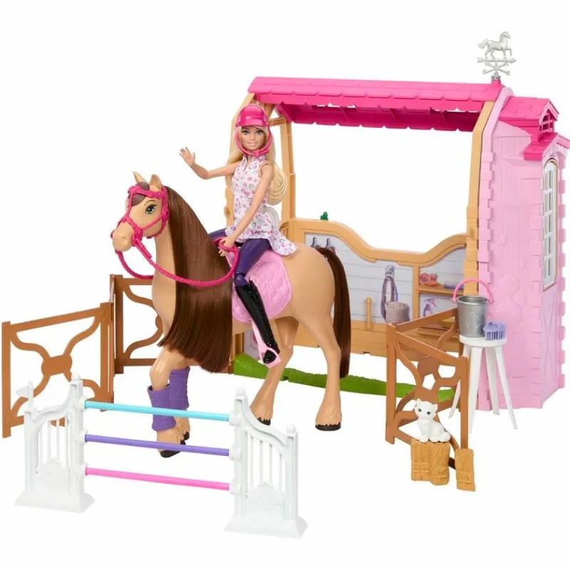 MATTEL Muñecas-Barbie Muñeca con Caballo y Establo