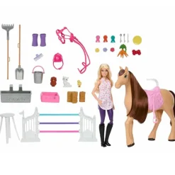 MATTEL Muñecas-Barbie Muñeca con Caballo y Establo