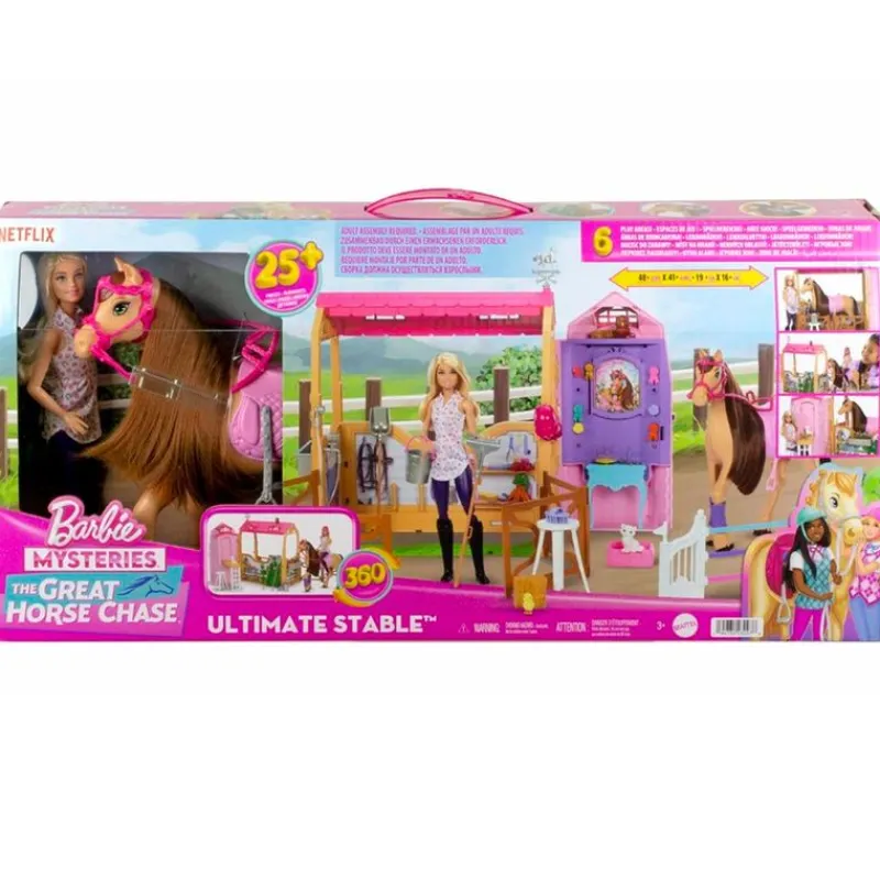 MATTEL Muñecas-Barbie Muñeca con Caballo y Establo
