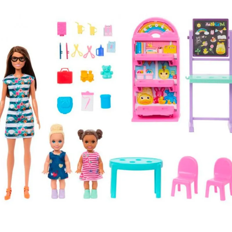 MATTEL Muñecas-Barbie Pack Escuela Infantil