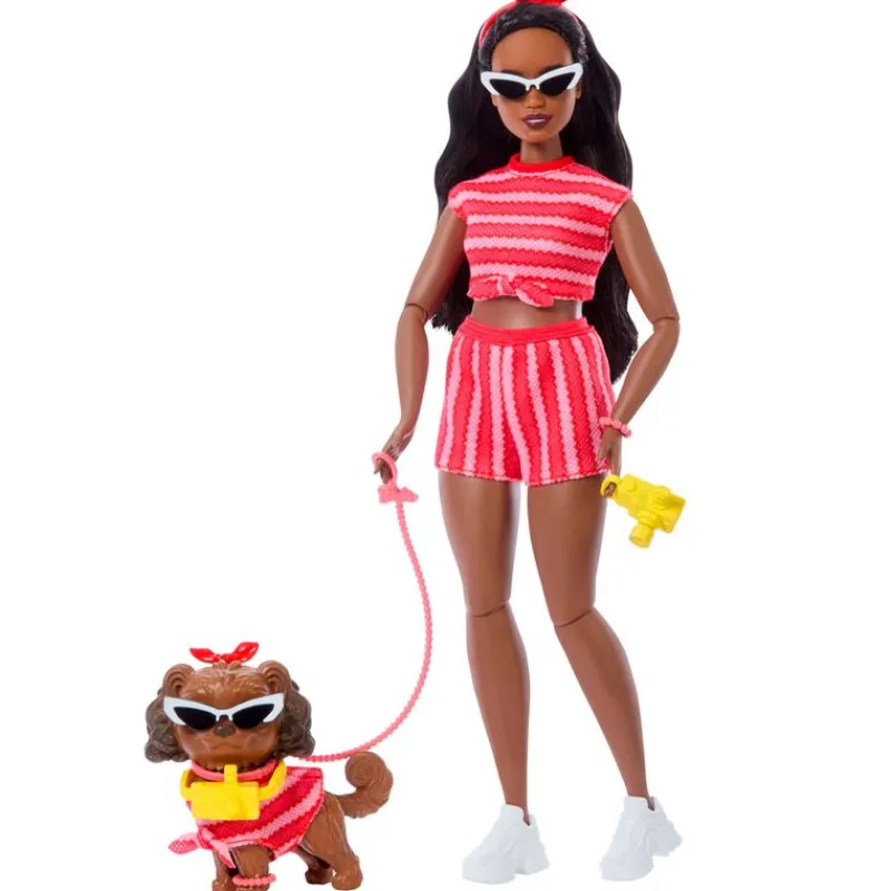 MATTEL Muñecas-Barbie Twinning Looks Muñeca Perrito Ropa Rayas Rojas