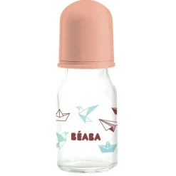 BEABA Biberones-Biberón Cristal 110 Ml Origami Rosa