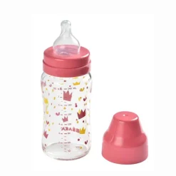 BEABA Biberones-Biberón de vidrio 250 ml Origami Amarillo/Rosa