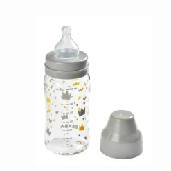 BEABA Biberones-Biberón de vidrio 250 ml Origami Amarillo/Azul