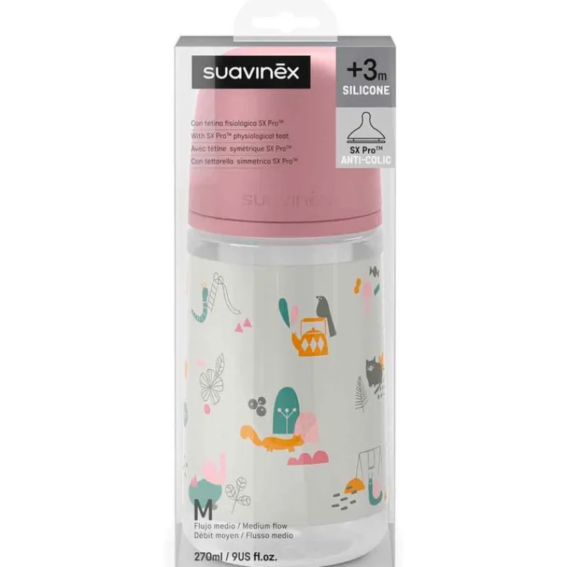 SUAVINEX Biberones-Biberon PP 270ml Walk Rosa