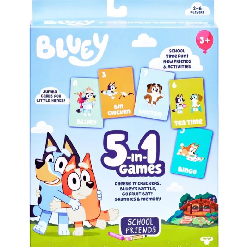 SELECCION DRIM Juegos De Mesa-Bluey Juego de Cartas 5 en 1