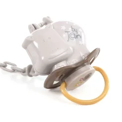 JANE Chupetes Y Dentición-Cadena Portachupetes + Protector de Tetina Gris