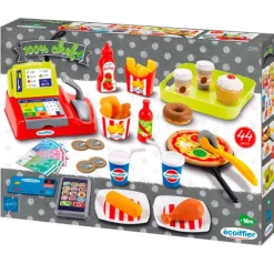 SIMBA Juegos Y Juguetes De Imitación-Caja Registradora Infantil Fast Food