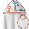 INTERBABY Capas De Baño Para Bebés-Capa baño + babero Leon Palmera Blanco/ Naranja