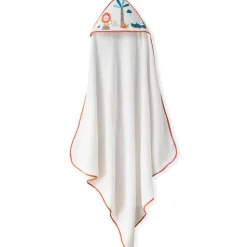 INTERBABY Capas De Baño Para Bebés-Capa baño + babero Leon Palmera Blanco/ Naranja