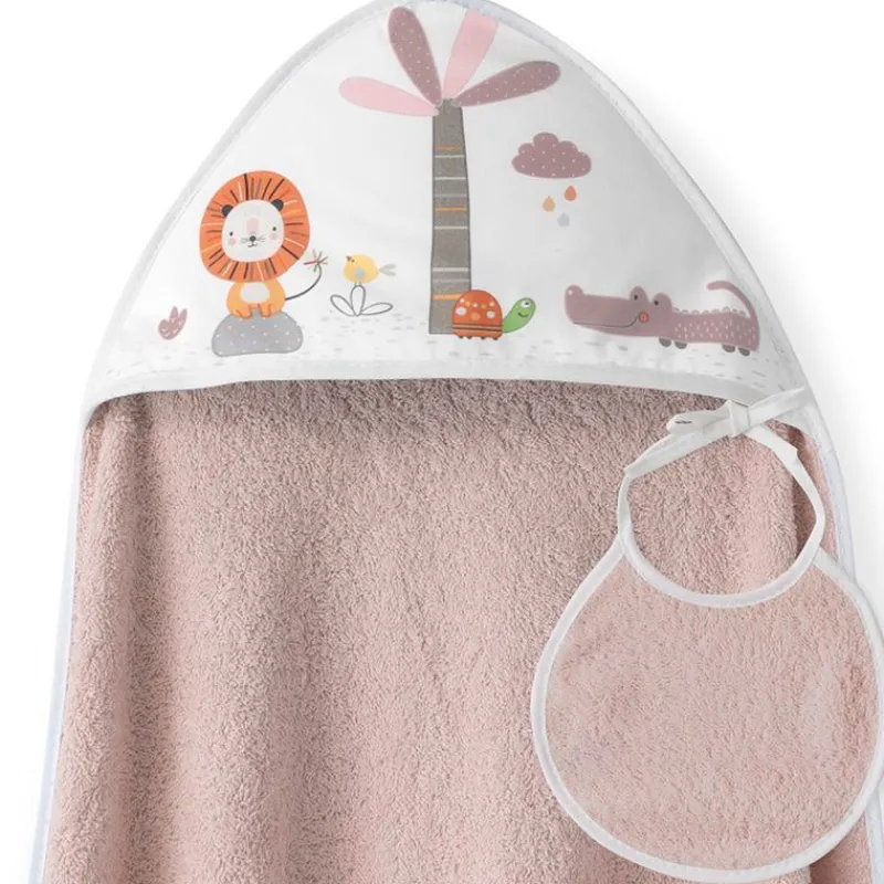 Capa baño + babero Leon Palmera Rosa Maquillaje*INTERBABY Outlet