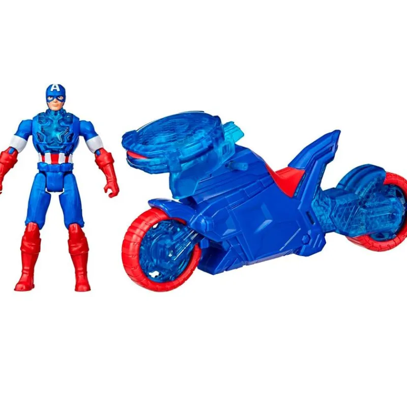 HASBRO Marvel|Figuras Y Figuras De Acción-Capitán América Epic World of Action Moto Lanza Escudos