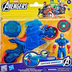 HASBRO Marvel|Figuras Y Figuras De Acción-Capitán América Epic World of Action Moto Lanza Escudos
