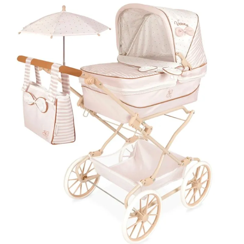 DECUEVAS Muñecas|Juegos Y Juguetes De Imitación-Carro de Muñecas Reborn Verona con Sombrilla