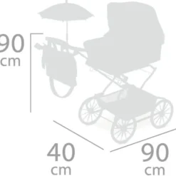 DECUEVAS Muñecas|Juegos Y Juguetes De Imitación-Carro de Muñecas Reborn Verona con Sombrilla