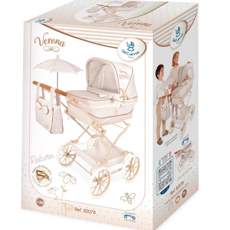 DECUEVAS Muñecas|Juegos Y Juguetes De Imitación-Carro de Muñecas Reborn Verona con Sombrilla