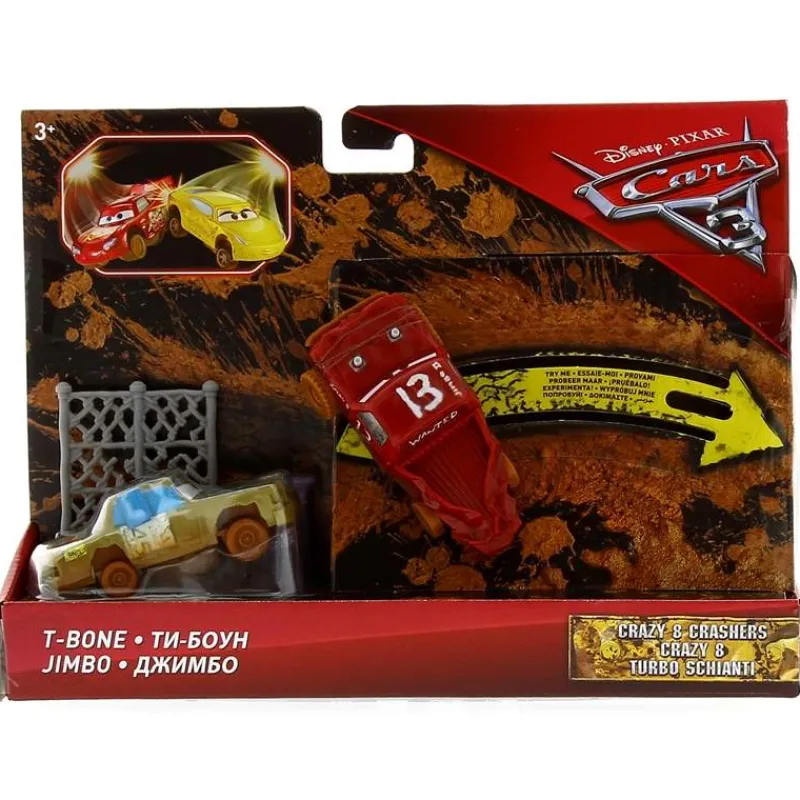MATTEL Vehículos, Trenes Y Parkings-Cars 3 Pack 2 Coches Locos T-Bone y Jimbo
