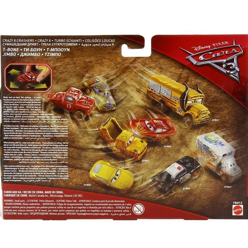 MATTEL Vehículos, Trenes Y Parkings-Cars 3 Pack 2 Coches Locos T-Bone y Jimbo