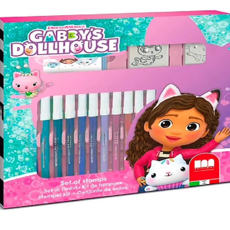 MULTIPRINT Manualidades-Casa Muñecas de Gabby Pack Rotuladores + Sellos