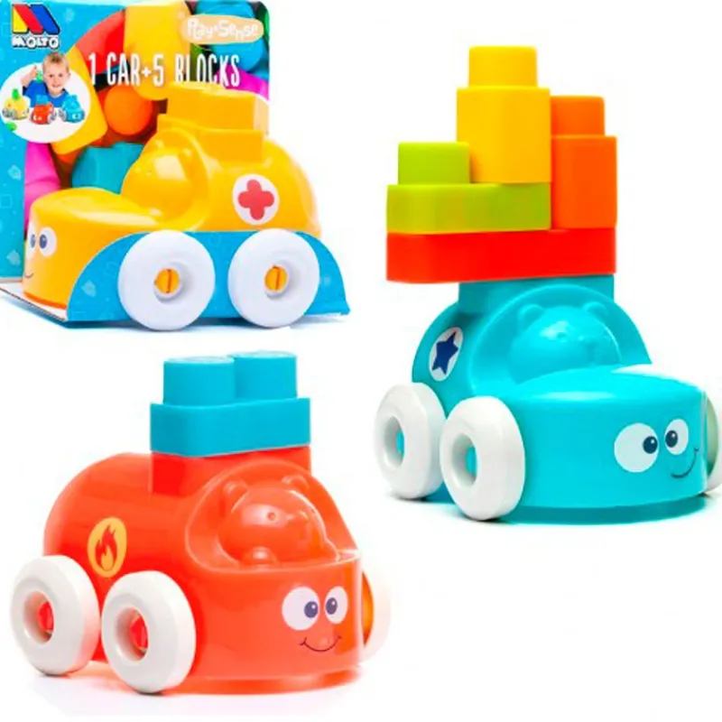 MOLTO Puzzles Y Construcciones|Vehículos, Trenes Y Parkings-Coche con Bloques Surtido