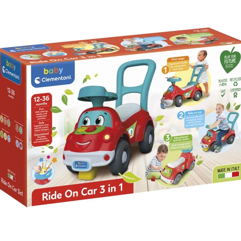 CLEMENTONI Primera Infancia Y Preescolar-Coche Correpasillos 3 en 1