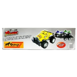 DRIM DISCOUNT Vehículos, Trenes Y Parkings-Coche Crusher Amarillo con Remolque y Quads