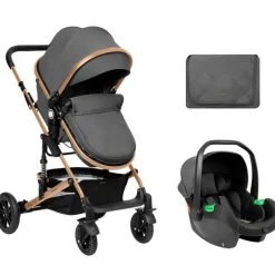 Cochecito 3 piezas Amaia Gris Oscuro*KIKKABOO Clearance