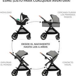 KINDERKRAFT Cochecitos De 3 Piezas-Cochecito 3 piezas Conver Esme Gris