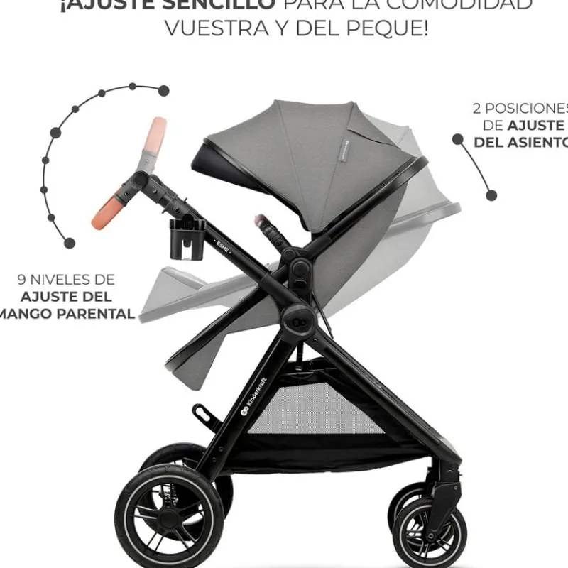 KINDERKRAFT Cochecitos De 3 Piezas-Cochecito 3 piezas Conver Esme Gris