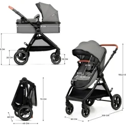 KINDERKRAFT Cochecitos De 3 Piezas-Cochecito 3 piezas Conver Esme Gris