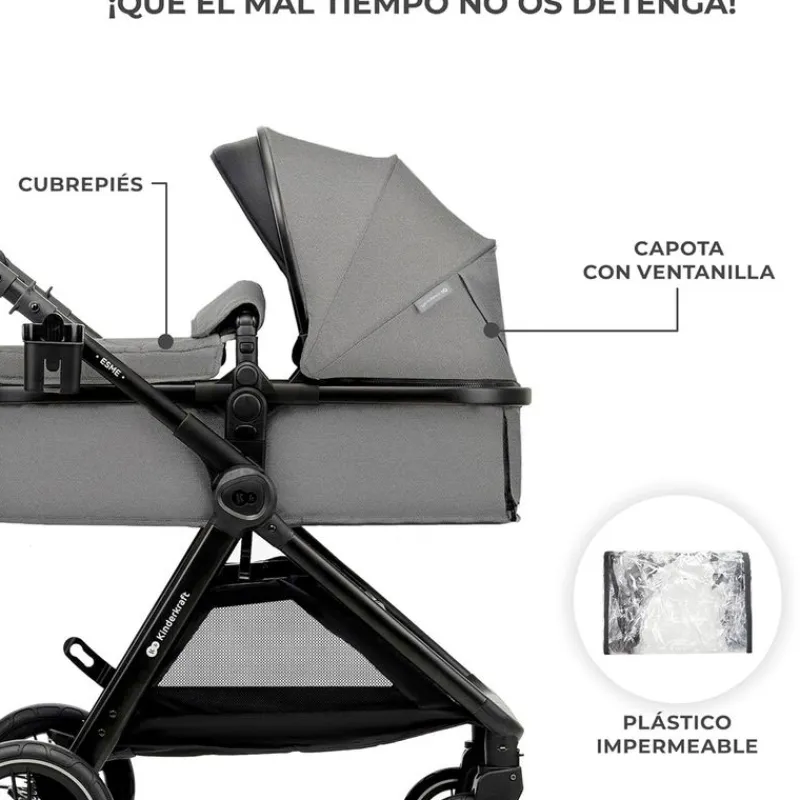 KINDERKRAFT Cochecitos De 3 Piezas-Cochecito 3 piezas Conver Esme Gris