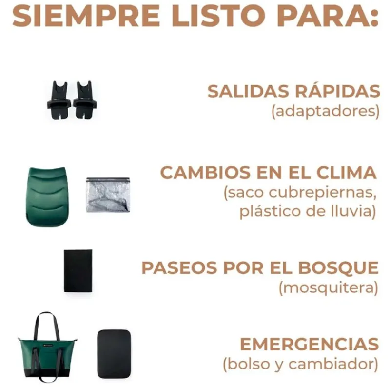 KINDERKRAFT Cochecitos De 3 Piezas-Cochecito 3 piezas Prime 2 Isize Green