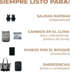 KINDERKRAFT Cochecitos De 3 Piezas-Cochecito 3 piezas Prime 2 Isize Grey