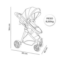 ASALVO Cochecitos De 3 Piezas-Cochecito 3 piezas Sidney 2 Gris