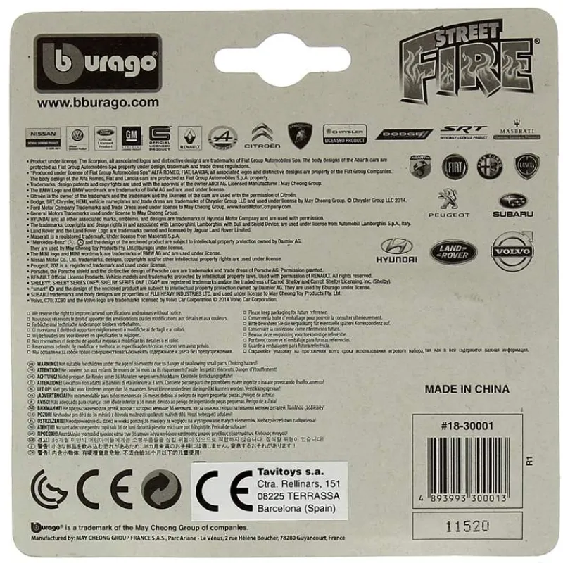 Coches Miniaturas Street Fire 1:43 Escala Surtidos*BURAGO Clearance