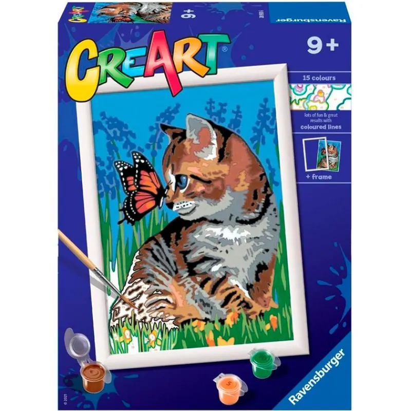 RAVENSBURGER Manualidades-CreArt Pintar x Números Gatito y Mariposa