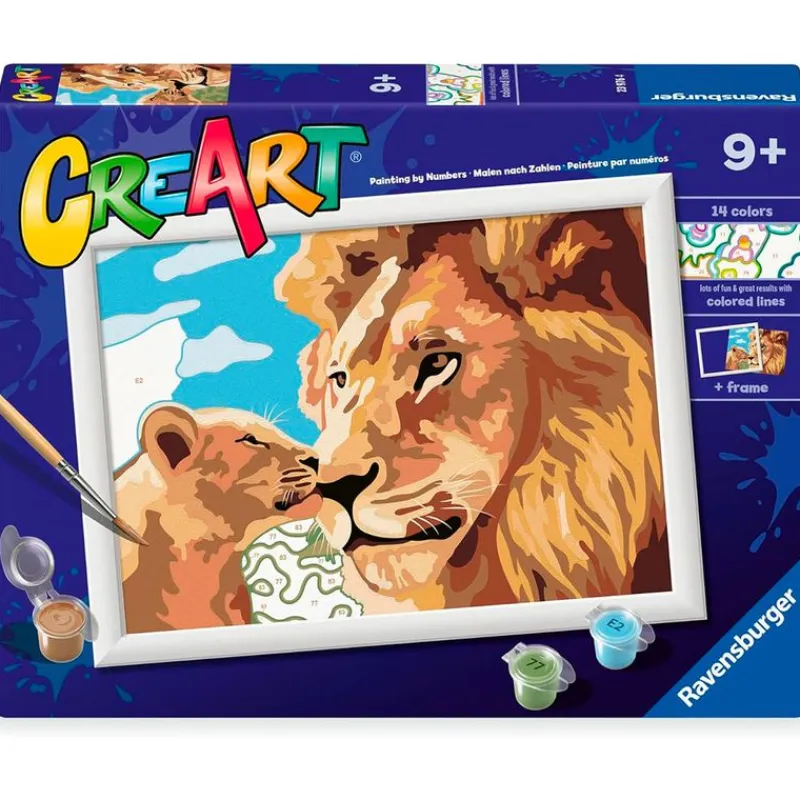 RAVENSBURGER Manualidades-CreArt Pintar x Números León con Cachorro