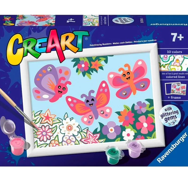 RAVENSBURGER Manualidades-CreArt Pintar x Números Mariposas Purpurina