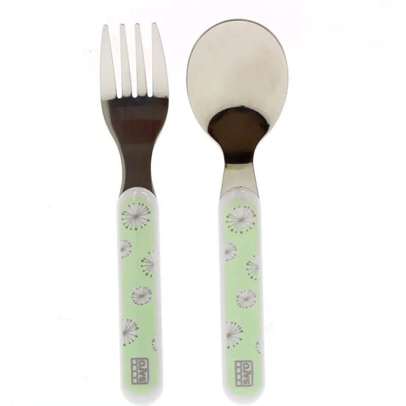 SARO Vajillas Infantiles-Cubiertos de Acero Inoxidable Verde