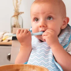 KIOKIDS Vajillas Infantiles-Cuchara blanda silicona Azul