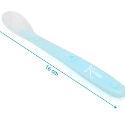 KIOKIDS Vajillas Infantiles-Cuchara blanda silicona Azul