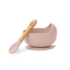 INTERBABY Vajillas Infantiles-Cuenco silicona c/ cuchara Rosa