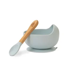 INTERBABY Vajillas Infantiles-Cuenco silicona c/ cuchara Azul