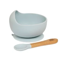 INTERBABY Vajillas Infantiles-Cuenco silicona c/ cuchara Azul
